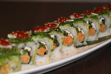 A specialty vegan sushi roll. 