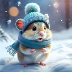 Hamster in the snow cartoon 