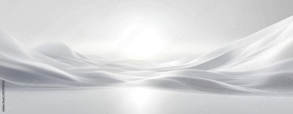 Poster serene minimalist abstract expressionism landscape with soft white gradients and light rays