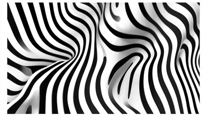 Abstract black and white wavy striped pattern.