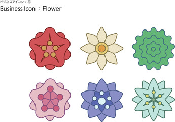 シンプルな「花」のアイコン・ピクトグラムセット