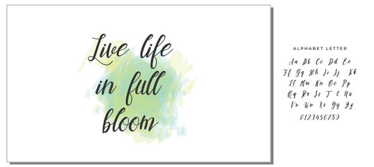 Fototapeta premium Hand drawn holiday lettering. Ink illustration. Modern brush calligraphy. Isolated on white background. Live life in full bloom.