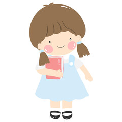 Cute little girl and her friends clip art set