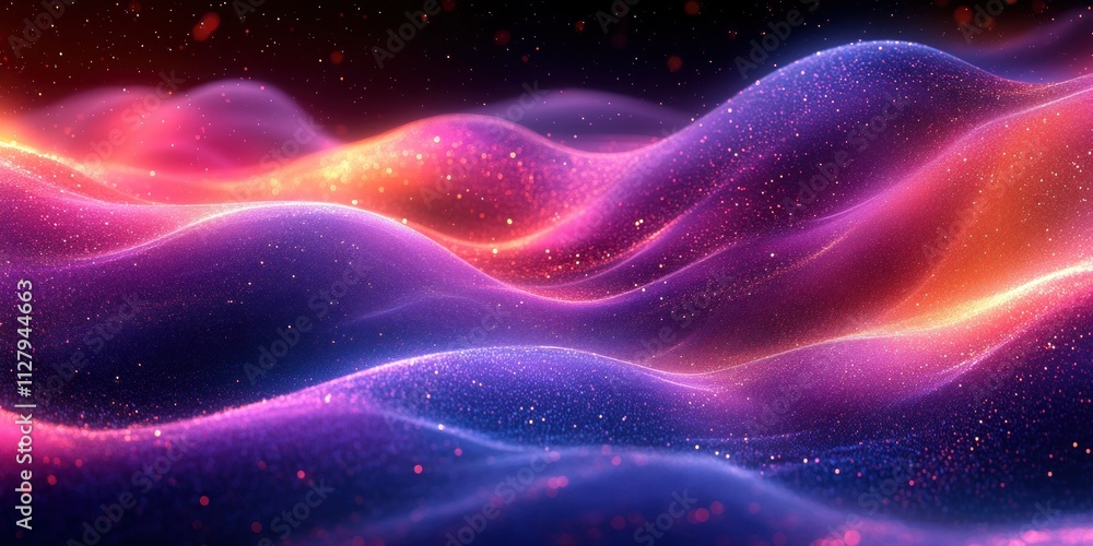 Aufkleber neon wave abstract background with fluid lines and gradient colors