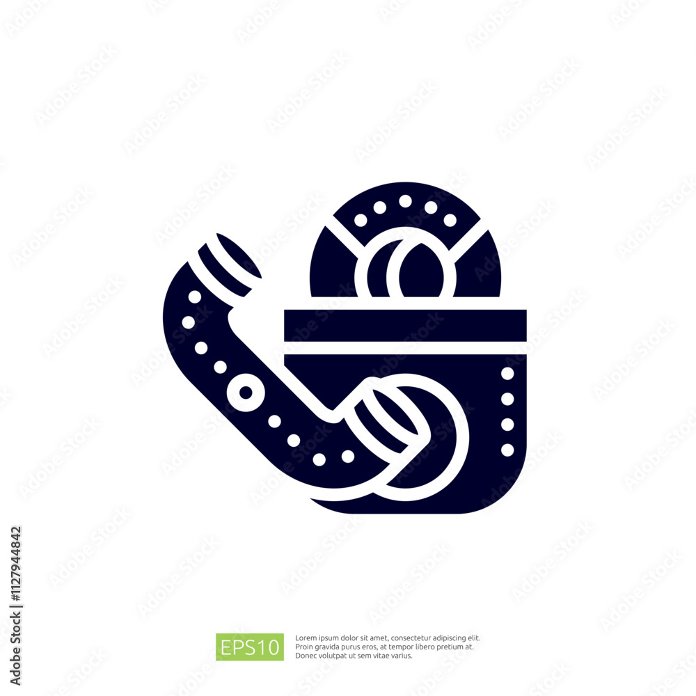 Poster this image features a stylized design of a snack container with a pretzel and a donut, suggesting a 