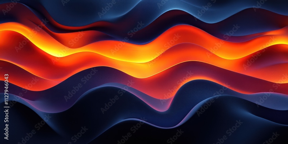 Poster abstract gradient composition with vibrant oranges and deep blacks ambient light