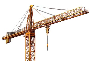 yellow hoisting crane isolate on white background
