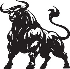A strong muscular bull vector, A strong muscular bull silhouette vector illustration