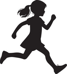 Cute Child Running Silhouette vector, Child Running Silhouette vector illustration design