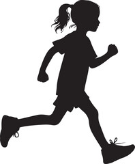 Cute Child Running Silhouette vector, Child Running Silhouette vector illustration design