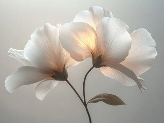 Obraz premium Elegant White Floral Frame with Minimalist Design and Textured Flowers