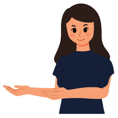  a portrait of woman presenting something illustration