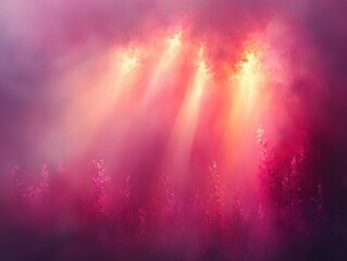 Fototapeta premium Radiant Light Beams and Shimmering Abstract Landscape