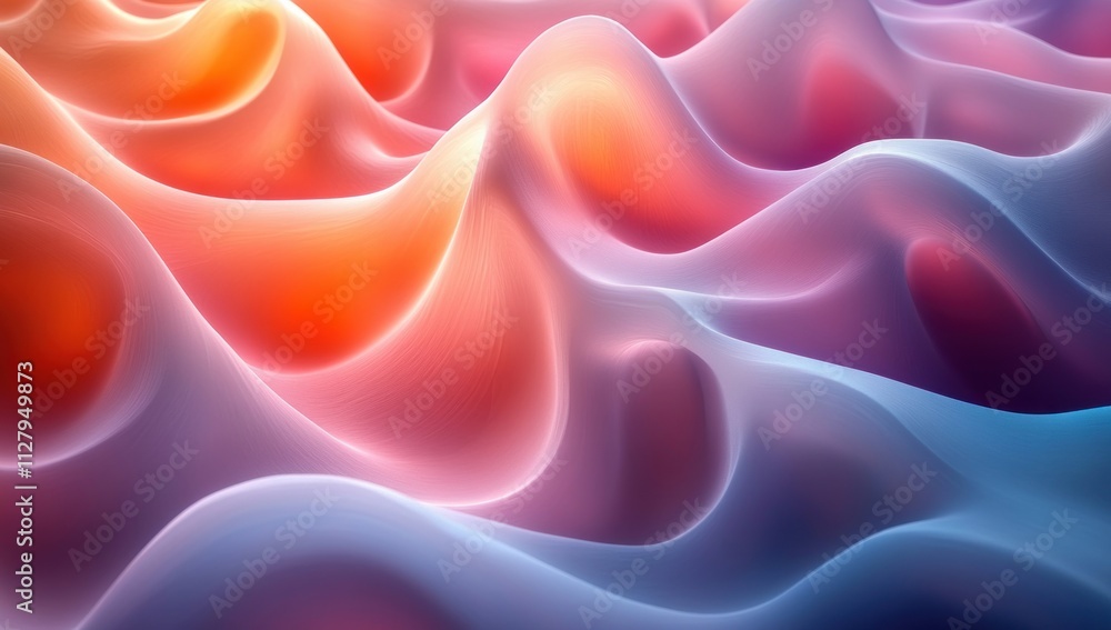 Poster Gradient Abstract Background Design Smooth Curves Soft Pastel Colors Retro Vibe Summer Poster Glowing Texture