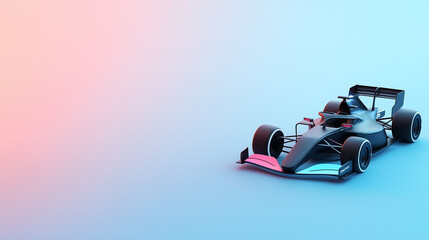Naklejka premium Black Formula 1 Race Car in Neon Light Studio Shot 