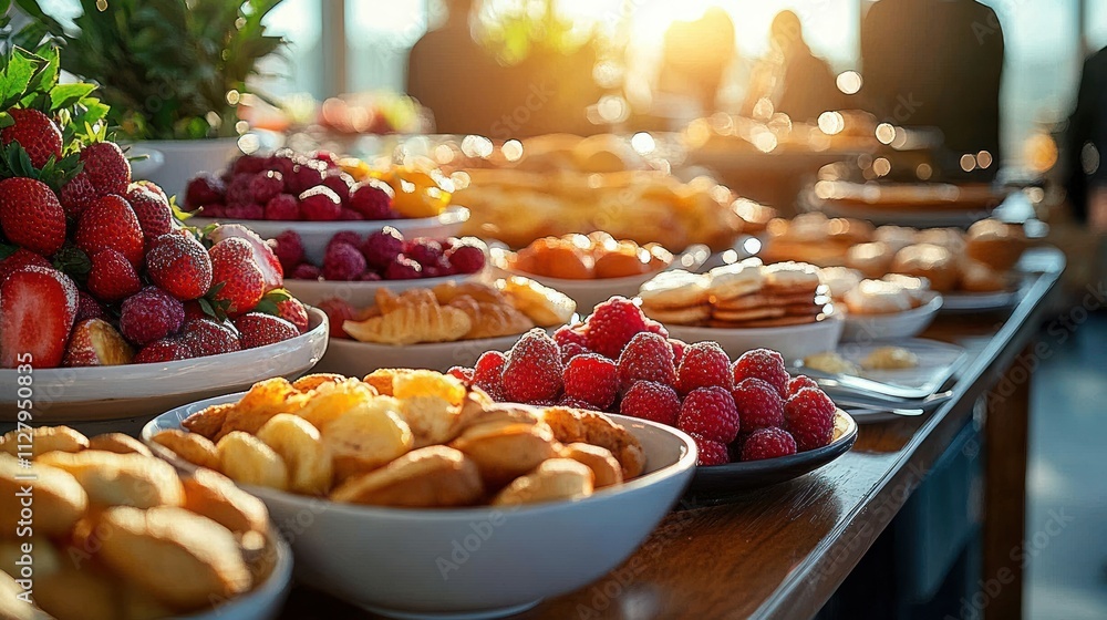 Poster breakfast networking for business leaders in a modern corporate setting