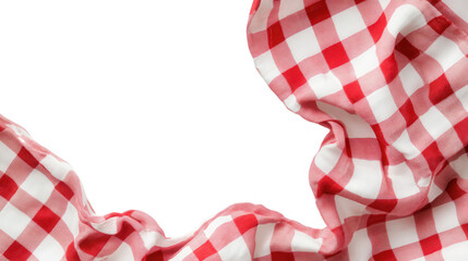 Red and white checkered fabric forms a frame