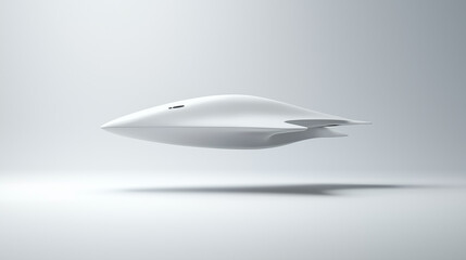 Fototapeta premium Futuristic Spaceship Design: Sleek, white spaceship model against a minimalist background. Conceptual illustration of innovative space travel and futuristic technology.