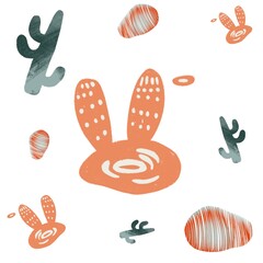 Pattern plant and cactus background illustration