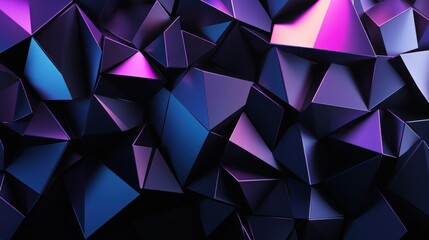 Obraz premium Abstract dark purple and blue metallic triangular geometric background.