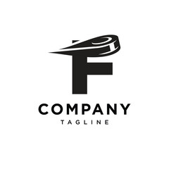 Letter F Ice Hockey Logo Icon Vector