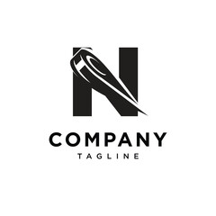 Letter N Ice Hockey Logo Icon Vector