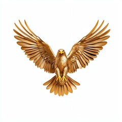 Obraz premium A striking, golden eagle sculpture with wide-spread wings, symbolizing strength and freedom, set against a plain background.