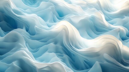 Fototapeta premium Abstract Blue Fabric Waves Flowing Softly