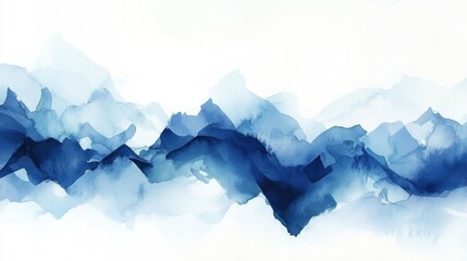 Abstract Watercolor Painting of Blue Mountains