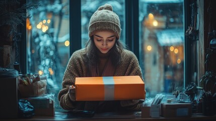 E-Commerce Returns Process with Packing Label and Cardboard Boxes for Online Shopping Efficiency