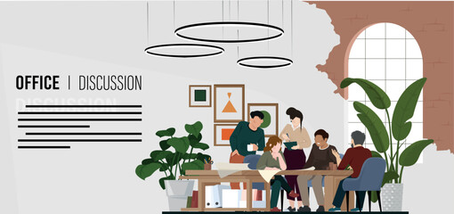 People discussing in a modern office. friendly atmosphere among colleagues