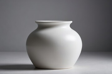 there is a white vase sitting on a table with a gray background