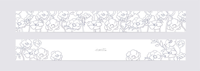 ガーベラのシンプルイラスト。ガーベラの手書きベクターイラスト。シンプルなおしゃれポストカードテンプレートセット。Simple illustration of gerbera. Hand drawn vector illustration of gerbera. Simple stylish postcard template set.
