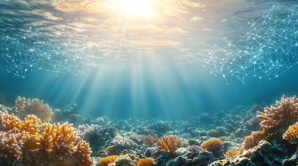 Fototapeta premium A stunning visual representation of the complex interconnected biodiversity within a coral reef underwater ecosystem