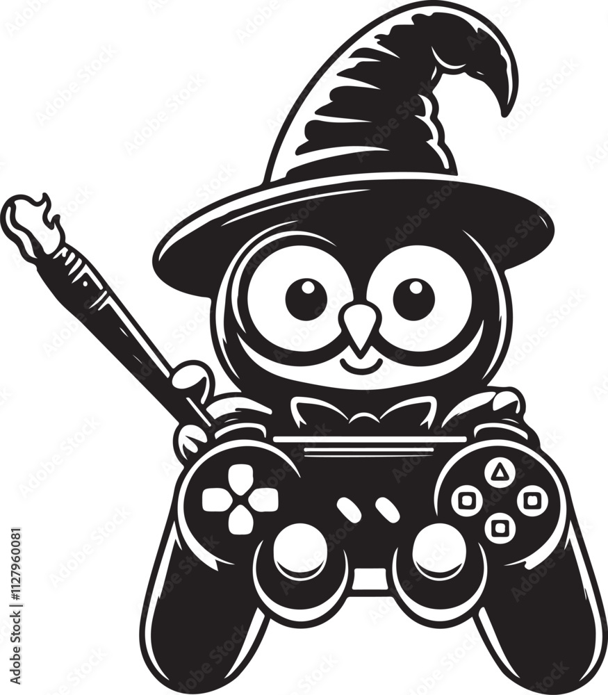 Poster funny game controller vector, game controller silhouette vector illustration