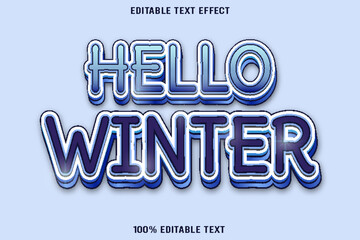 Hello Winter editable text effect 3d emboss modern style