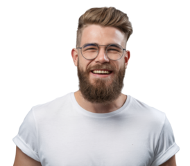 High-Quality PNG People, youth, positiveness concept. Happy male with long thick ginger beard, Isolated on White Background – High Resolution
