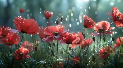 red poppies in the field