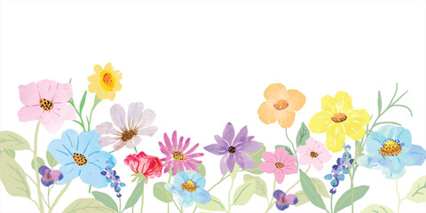 watercolor arrangements with small flower. Botanical illustration minimal style.