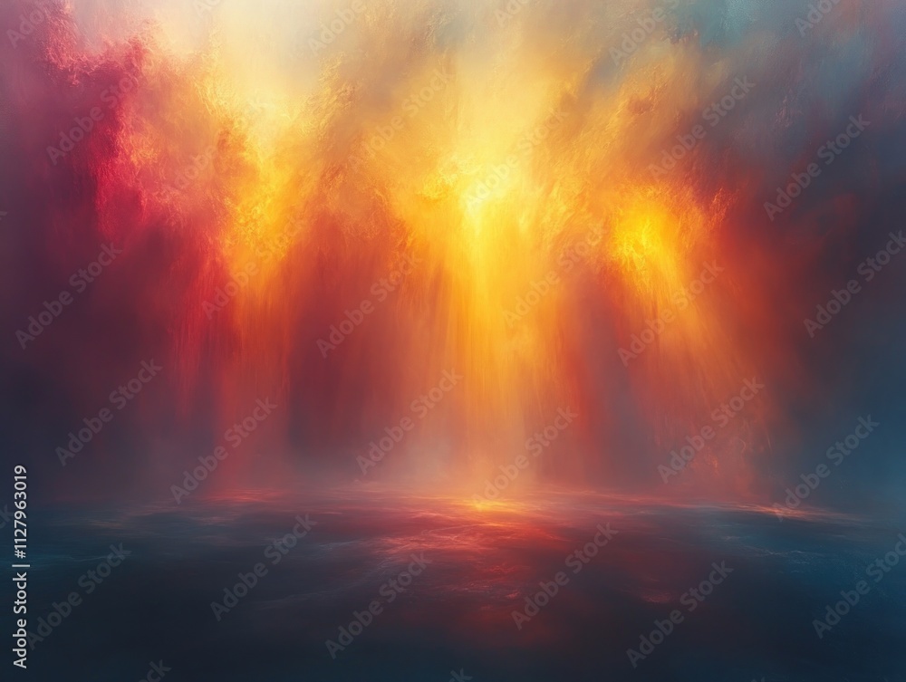 Poster glittering light beams background with sparkling effects and ethereal atmosphere