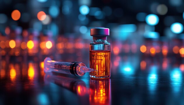GLP-1 Vial and Syringe for Weight Loss and Diabetes Management with Health Trends
