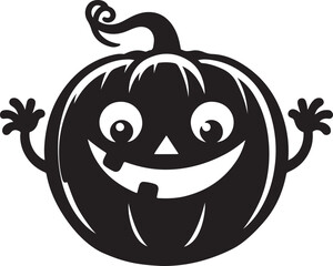 Funny pumpkin silhouette vector art, Pumpkin vector