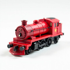 Fototapeta premium Red toy train on white background