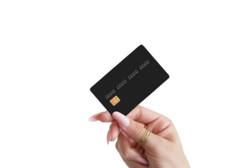 High-Quality PNG Female hand holding credit card Isolated on White Background – High Resolution