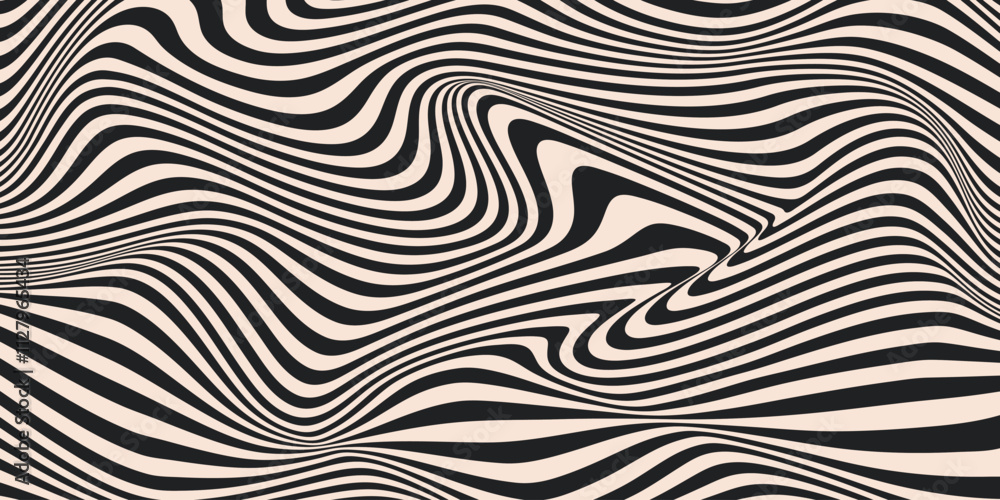 Aufkleber abstract horizontal background with dynamic waves. trendy vector illustration in style retro 60s, 70