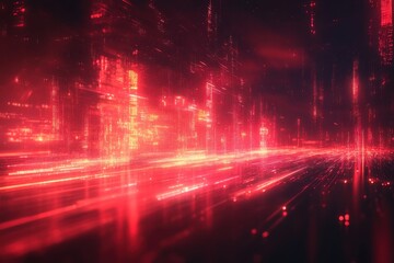 Dynamic Red Light Trails Abstract Design with Minimalism and Symmetry