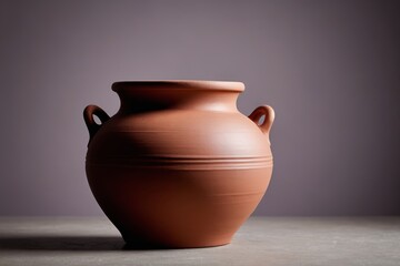 there is a large clay vase sitting on a table