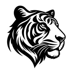 Fototapeta premium tiger head silhouette, tiger head vector logo, tiger head illustration vector black and White