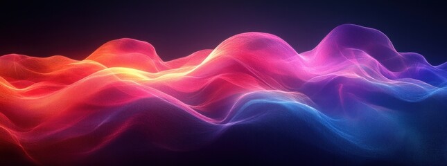Obraz premium Abstract Vibrant Color Gradient Wave on Dark Background with Smooth Lighting and Dreamy Ambiance