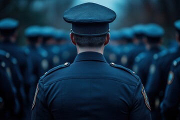 Police Officers in Dark Blue Uniforms Documentary Photography